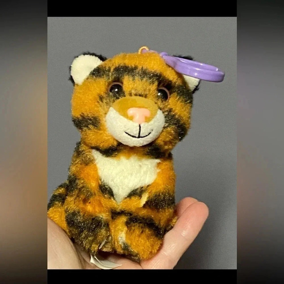 Fluff N Stuff 4 Inch Tiger with Clip Adorable Backpack Purse Book Bag - Picture 3 of 11